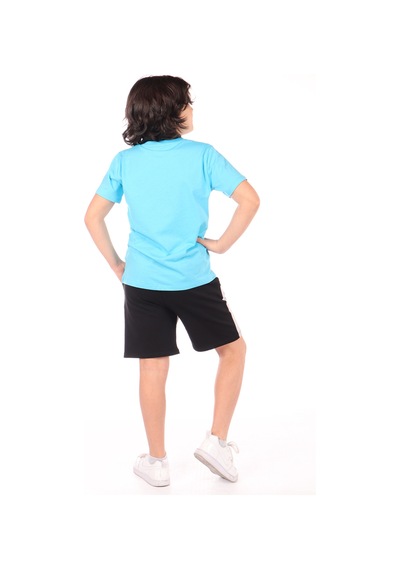 Toontoy Kids Toontoy Erkek Çocuk Önü Yazı Baskılı Şortlu Takım Turkuaz