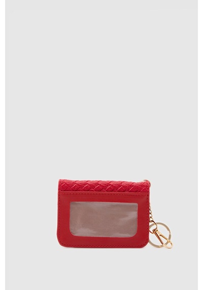 Shule Bags Wowen Örgü Deri Charm Kartlık Kırmızı