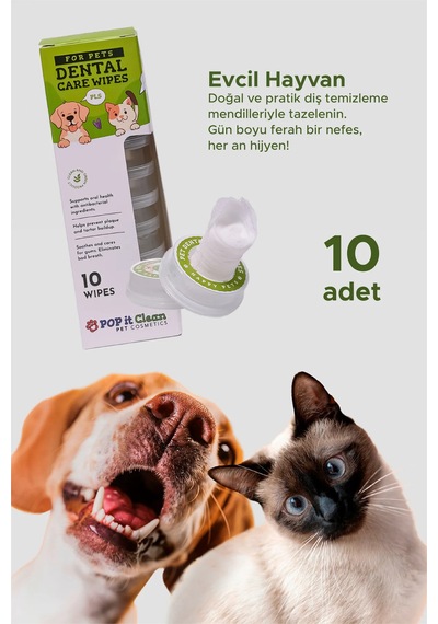 Popitclean Evcil Hayvan Kedi & Köpek Diş Bakım ve Temizleme Mendili