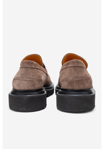 Dericlub Erkek Kalın Taban Loafer Gerçek Deri Fr 244453 Süet Vizon