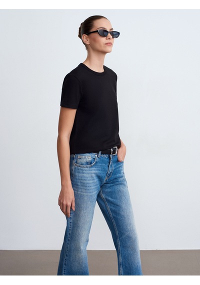 Dilvin 32779 Bisiklet Yaka T-shirt-siyah