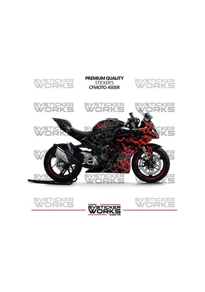 Cfmoto 450sr Kaplama Sticker Crimson Web Design Motor Kaplama Modeli Hazır Kit Tüm Modeller Uyumlu Siyah