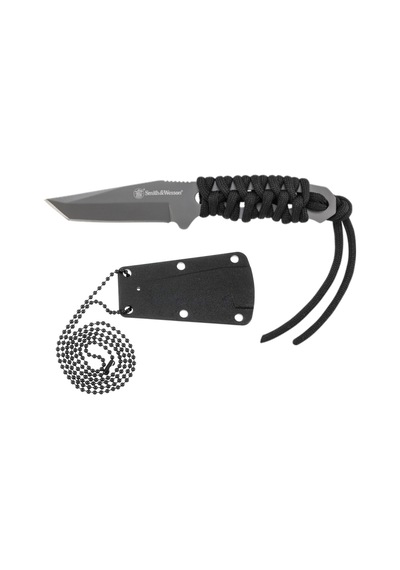 Smith Wesson Paracord Neck Knife Gray Plain Tanto Fixed Boyun Kamp Bıçağı Sw910tamcp Siyah