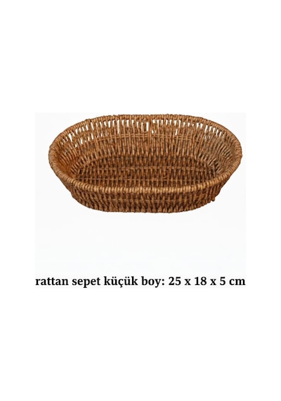 Rattan Piknik Hasır Ekmek Sepeti Meyve Sebze Sepeti Plastik Örme Küçük Ahşap