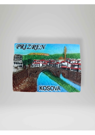 Prizren Kosova Polyester Kabartmalı Magnet 6,5x5 Cm Şehir Magneti Dekoratif Hediyelik Buzdolabı Süsü Kod:1861