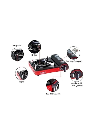 Orcamp Tekli Portatif Ocak Kırmızı + 1 Adet 227 Ml Kartuş