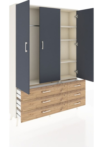 Arges Dolap 5 Raflı 6 Çekmeceli Tek Askılı 132x30x195 Aytaşı-antrasit/çam Antrasıt/atlas Çam Arges Dolap 5 Raflı 6 Çekmeceli Tek Askılı 132x30x195 Aytaşı-antrasit/çam Antrasıt/atlas Çam