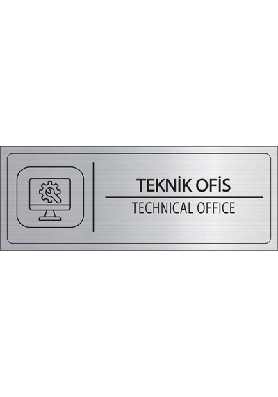 Mayeka Teknik Ofis İsimlik Gümüş Metal Kapı İsimliği Levhası Yönlendirme Tabelası