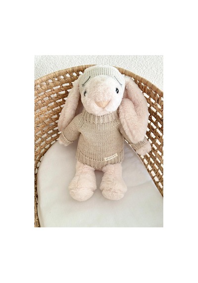 Knitzy Uyku Arkadaşı Peluş Tavşan 34 Cm - Krem Çok Renkli