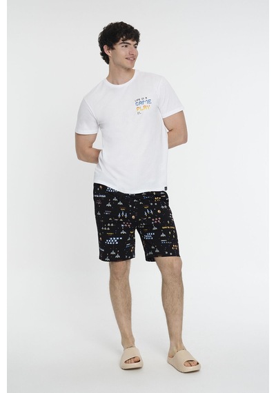 Loft Regular Fit Erkek Pijama Beyaz - Siyah