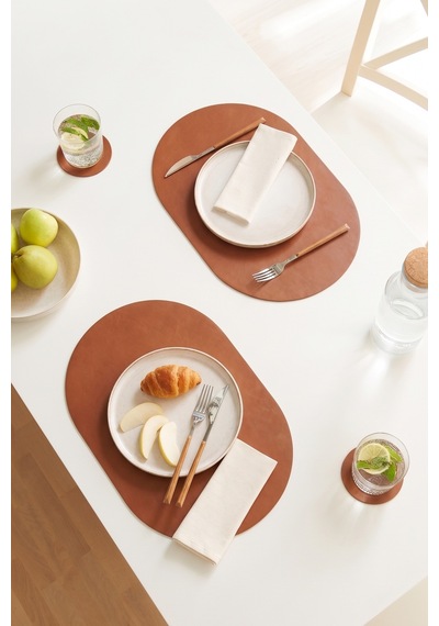 Home Wave 2'li Taba/gri Renk Suni Deri Amerikan Servis Set 45 X 30 Cm