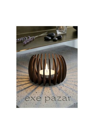Exe Pazar Litus Tealight Mumluk 8x5 Cm Modern Ev Dekorasyon Hediyelik Ve Konsept Kahverengi