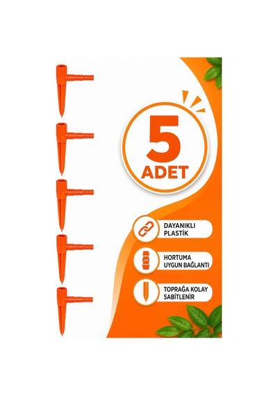 Fıskiye Kazığı 5'li Set - Bahçe Sulama Fıskiyesi Hortum Bağlantılı 0