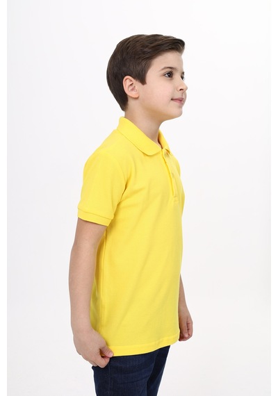 Toontoy Kids Toontoy Unisex Polo Yaka Düğmeli Uzun Kısa Tişört Sarı