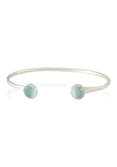 Kadir Jewellery 925 Ayar Gümüş Kaplama El İşçiliği Zirkon Taşlı Kadın Charm Bileklik Açık Mavi