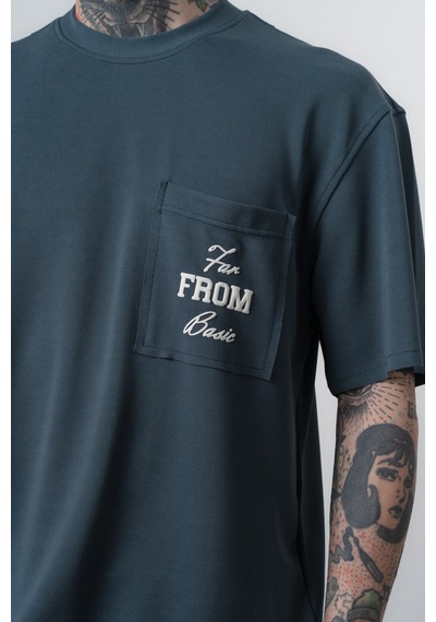 Respire Erkek Far From Basic Baskılı Regular Fit T-shirt Şort Takım Petrol