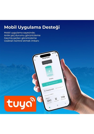 Hims 7kw Akıllı Taşınabilir Araç Şarj İstasyonu, Lcd Bilgilendirme Ekranlı, 5 Metre Kablo, Wi-fi Uygulama Kontro Genel
