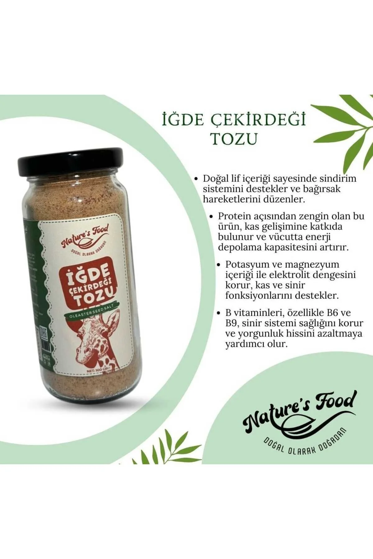 İğde Çekirdeği Tozu 2li 200gr Kemik Gelişimi, Lif, Protein, B Vitaminleri, Potasyum Ve Magnezyum