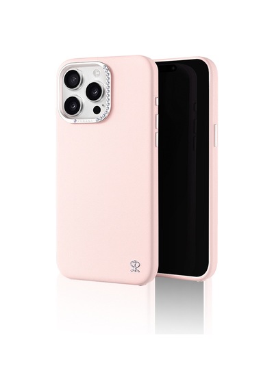 Apple Uyumlu iPhone 15 Pro Kılıf Suni Deri Tasarımlı Pynana Starry Serisi Kapak Pembe