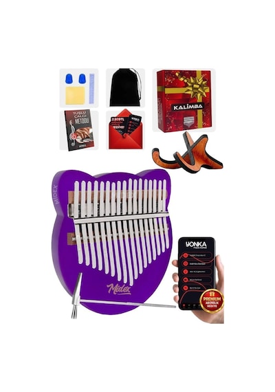 Midex Klx-660-pak Mor Renk Cam Kalimba 17 Tuşlu Full Set