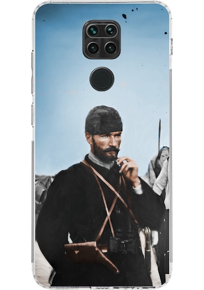 Redmi Note 9 Uyumlu Atatürk Cephede Baskılı Silikon Kılıf Renkli