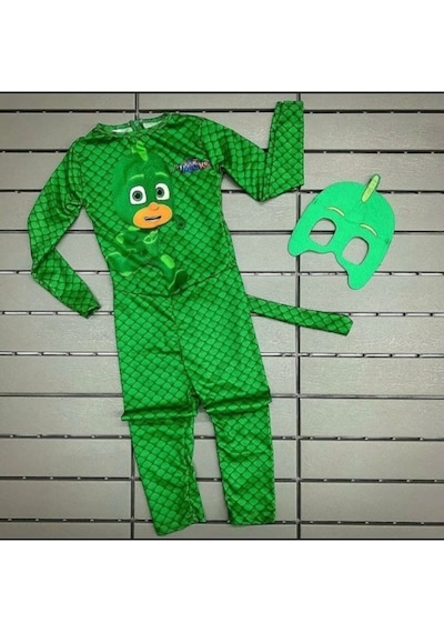 İstefani Kids Pijamaske Kertenkele Cocuk Kahraman Kostumü Yesıl