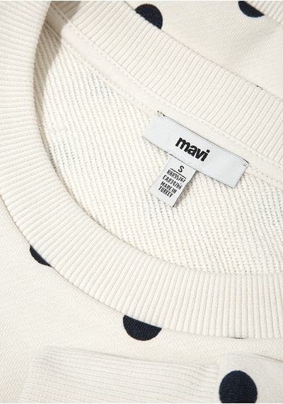 Mavi - Lacivert Puantiyeli Ekru Sweatshirt 1s10534-91576 Ekru