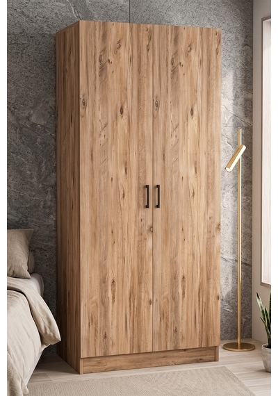 Asrın Gardrop Askılı Elbise Dolabı Raflı Elbise Dolabı Çam