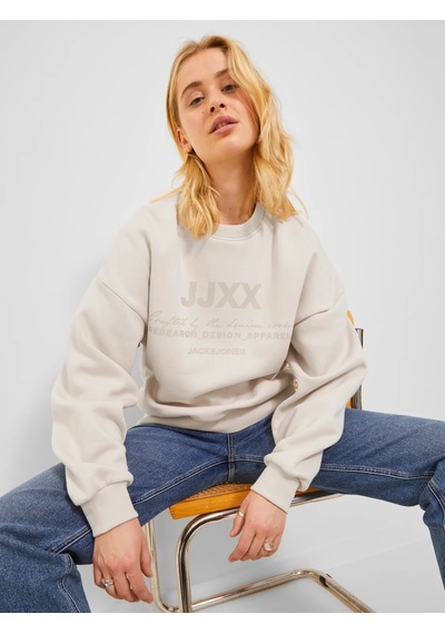 Jjxx Bisiklet Yaka Rahat Kesim Bej Kadın Sweatshirt 12250175 001