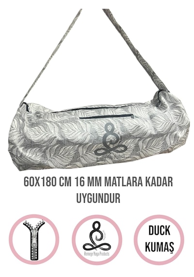 Mat Taşıma Çantası Yoga Fitness Silindir Antrenman Çantası + 2 Adet Mat Toplama Lastiği Gri