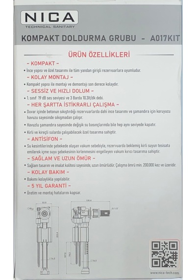 Nıca Bütün Gömme Rezervuarlara Uyumlu Sessiz Kompakt Doldurma Grubu Şamandıra Flatör Açık Ahşap