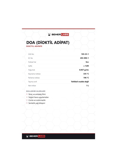 Beherlabs Doa Dioktil Adipat 1 L