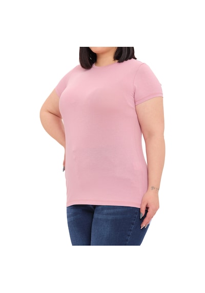 Disentis Büyük Beden Bisiklet Yaka Kısa Kollu Viskon Pembe Body Pembe