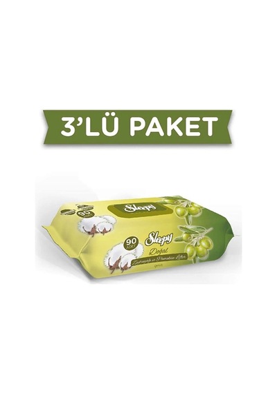 Sleepy Doğal Zeytinyağlı Pamuk Islak Havlu Mendil 3Lü 270 Yaprak-9062035878512