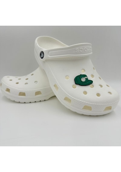 Crocs Terlik Süsü Ve Aksesuarı , Çanta Süsü Jibbitz3d Kabartma Şapka Kep 10 Görsel Figür Aksesuar Yeşil-beyaz