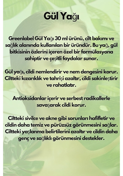 Greenlabel Gül Yağı 30 ML