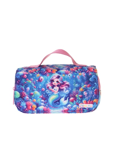 Kaukko Kids Taşıma Askılı Kız Çocuk Mercan Ve Denizkızı Baskılı Şık Kalem Çantası Pembe - Mavi - L5325