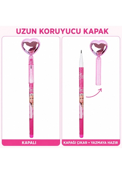 Bakgelal Barbie Kalp Figürlü Geçmeli Silgili Kalem Eğlenceli Kırtasiye Kalemi - 9051561278859 Açık Pembe