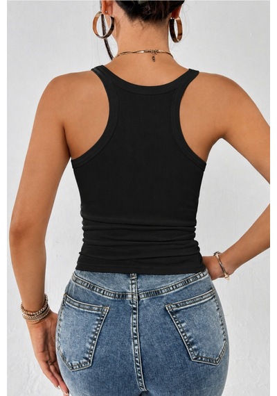 Cool Tarz Kadın Fitilli Atlet Slim Fit Kaşkorse Basic Yazlık Askılı Bluz Siyah