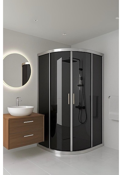 Duşakabin Füme Temper Cam Elegant Seri Oval Krom Profil - Yükseklik: 190 Cm Krom