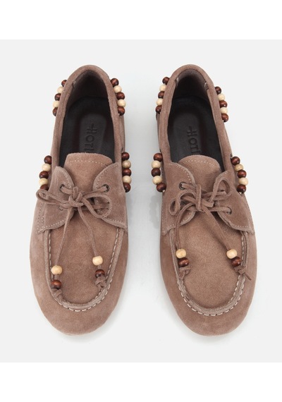 Hotiç Kadın Süet Deri Vizon Boncuk Detaylı Günlük Loafer 01ayh320490a450 01ayh320490a450