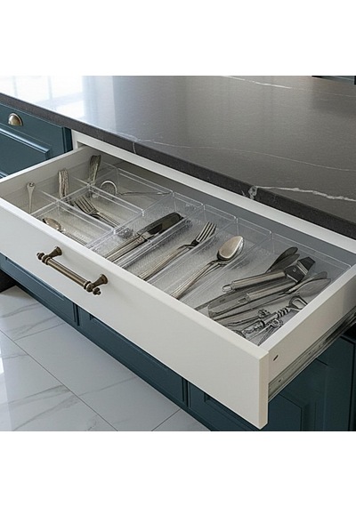 Modüler Organizer Set Mutfak Çekmece İçi Düzenleyici Çatal Kaşık Bıçak Organizeri 10'lu Set Abanoz