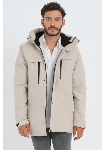 Freemen Spor Erkek Polarlı Su Ve Rüzgar Geçirmez Kapüşonlu Mont & Kaban & Parka-281 Taş