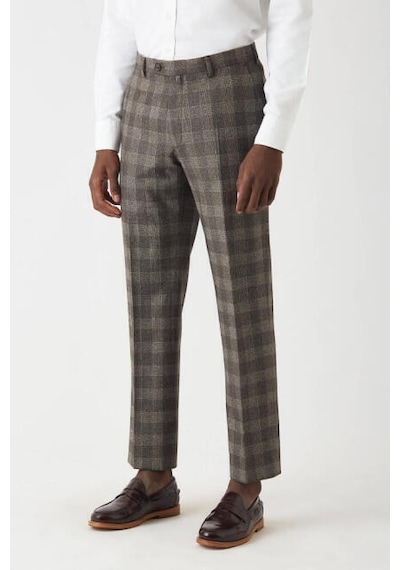 Bisse Erkek Regular Fit Platinum Ekoseli Klasik Pantolon BEJ Bej