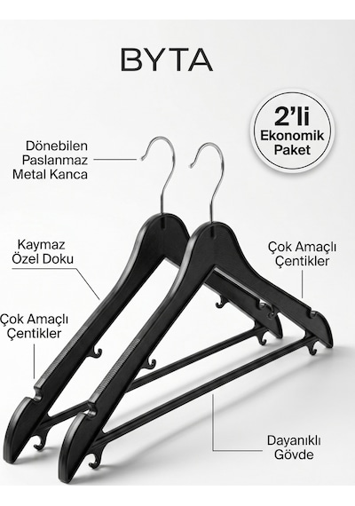Çok Amaçlı Askı Aparatı 2 Adet Kemer, Kravat, Çanta Ve Şal Askılığı, Dolap İçi Düzenleyici Siyah