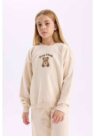 DeFacto Kız Çocuk Pijama Takımı Baskılı Bisiklet Yaka Uzun Kollu Üst Beli Lastikli Alt D9369A824WNER120 DeFacto Kız Çocuk Pijama Takımı Baskılı Bisiklet Yaka Uzun Kollu Üst Beli Lastikli Alt D9369A824WNER120