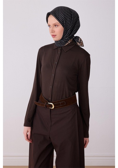 Belli İpek Eşarp - 4326-02 Siyah Twill