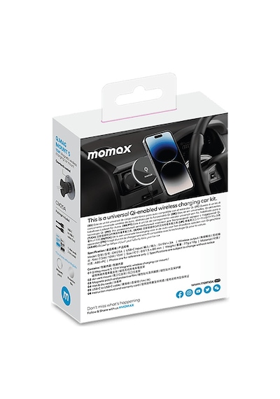 Momax Q.Mag Mount 5 15W Magnetic Wireless Şarjlı Araç İçi Telefon Tutucu