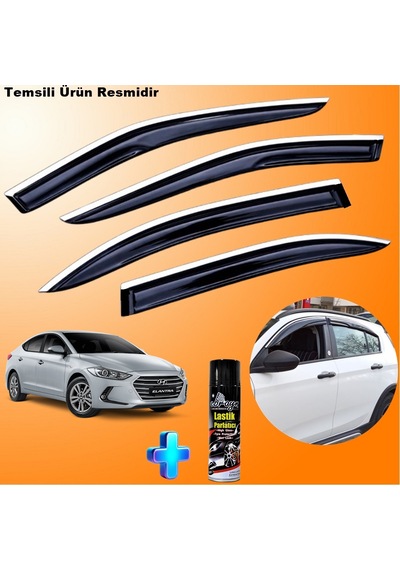 Elantra Mügen Cam Rüzgarlığı Abs Nikelaj Krom Cam Rüzgarlığı 2016-2021 + Ebrayn Lastik Parlatıcı
