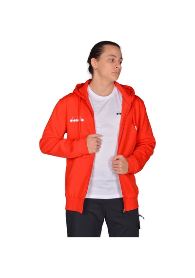 Diadora İmola - Erkek Kırmızı Pamuklu Tam Fermuarlı Sweatshirt Kırmızı